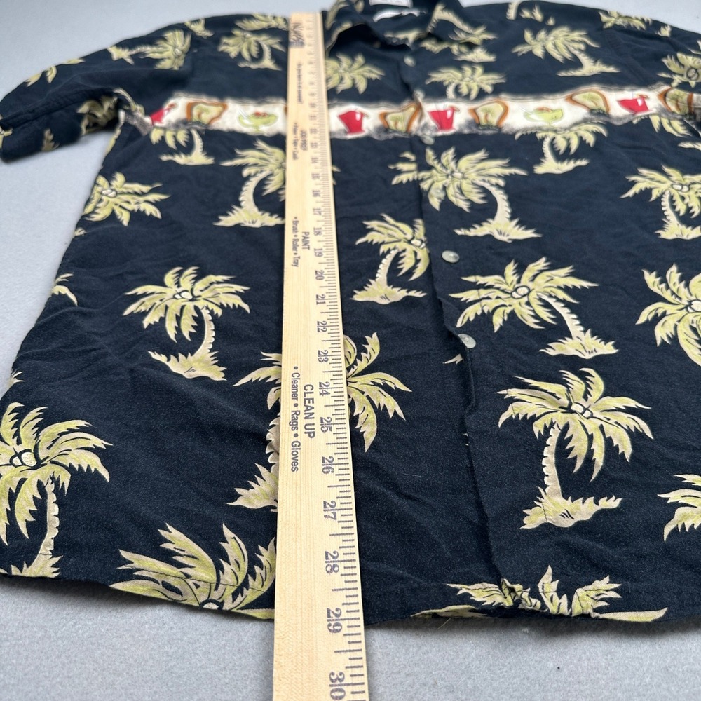 80s Vintage 100% Rayon Pierre Cardin Button Up Shirt Mens Medium Black Tropical - Picture 8 of 10